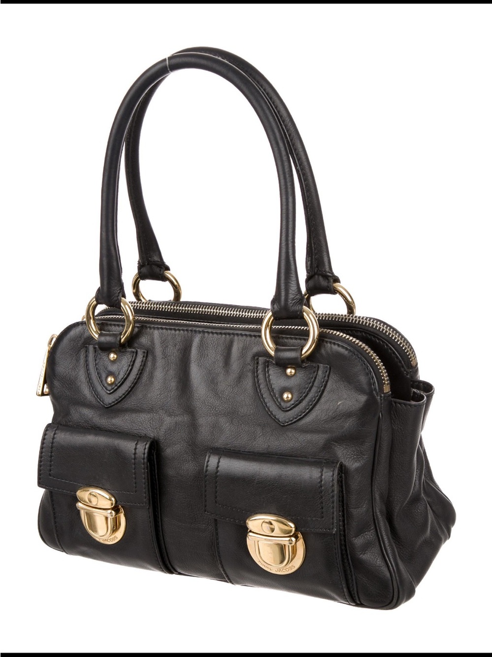 Marc Jacobs Black Satchel with Gold Hardware Blake leather